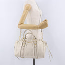 Miu Miu Hand Bag Leather 2way White Gold RT0383 Auth am12391V-25