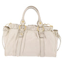 Miu Miu Hand Bag Leather 2way White Gold RT0383 Auth am12391V-3