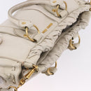 Miu Miu Hand Bag Leather 2way White Gold RT0383 Auth am12391V-7