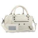 BALENCIAGA The box Hand Bag Leather 2way White 145694 Auth am12395V-1