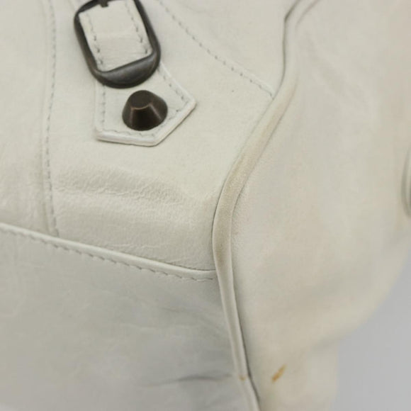 BALENCIAGA The box Hand Bag Leather 2way White 145694 Auth am12395V