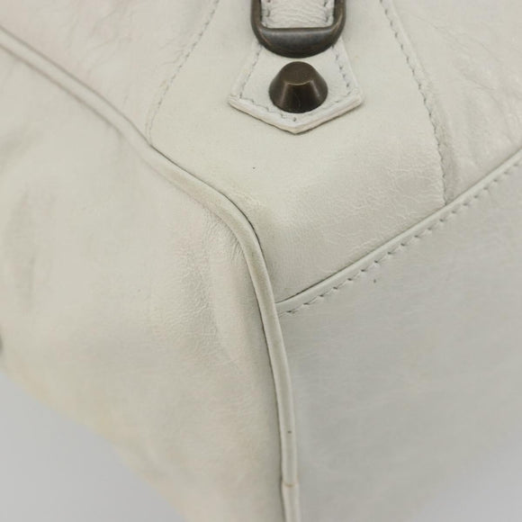 BALENCIAGA The box Hand Bag Leather 2way White 145694 Auth am12395V