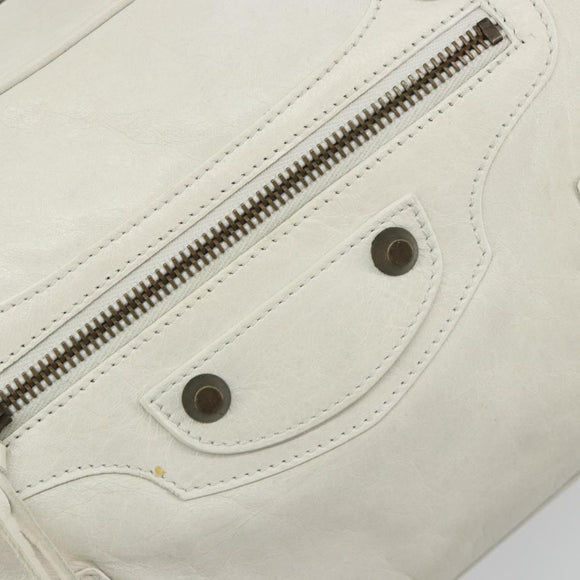 BALENCIAGA The box Hand Bag Leather 2way White 145694 Auth am12395V