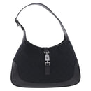 GUCCI GG Canvas Jackie Shoulder Bag Black Silver 001 3306 2684 Auth am12397V-2