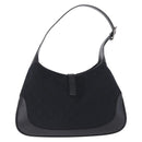 GUCCI GG Canvas Jackie Shoulder Bag Black Silver 001 3306 2684 Auth am12397V-3