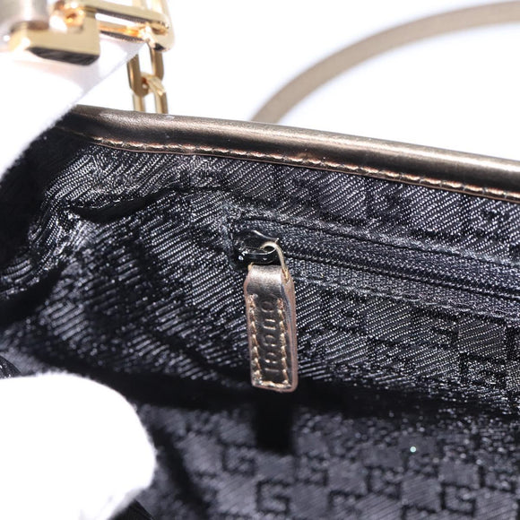 GUCCI Animalier Tiger Head Chain Bag Leather Gold 001 4113 2123 Auth am12398V