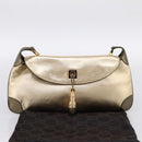 GUCCI Animalier Tiger Head Chain Bag Leather Gold 001 4113 2123 Auth am12398V-24
