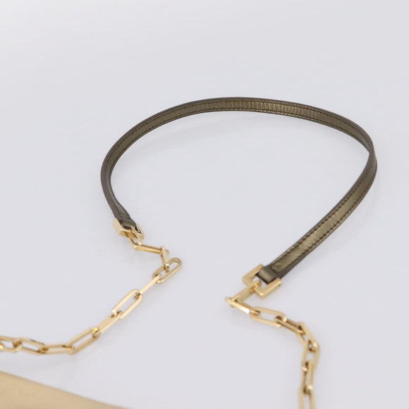 GUCCI Animalier Tiger Head Chain Bag Leather Gold 001 4113 2123 Auth am12398V