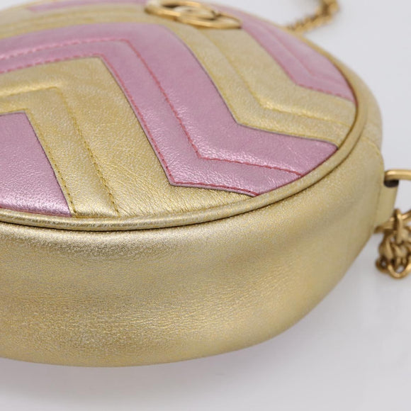 GUCCI Chain Shoulder Bag Leather Gold 550154 Auth am12399V