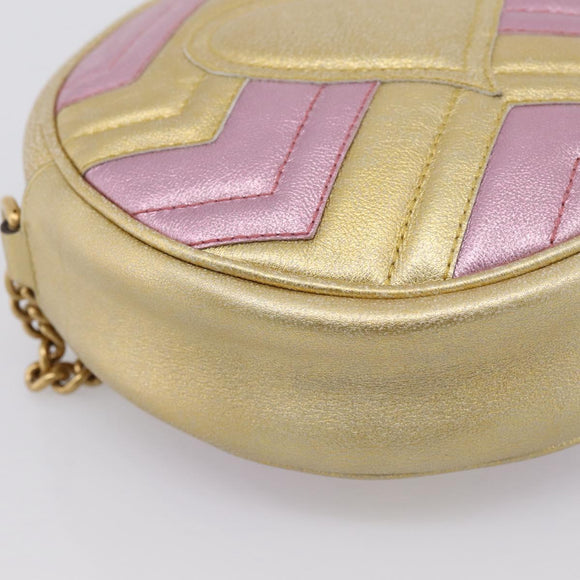 GUCCI Chain Shoulder Bag Leather Gold 550154 Auth am12399V