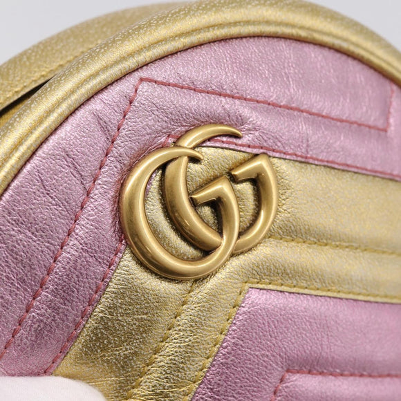 GUCCI Chain Shoulder Bag Leather Gold 550154 Auth am12399V