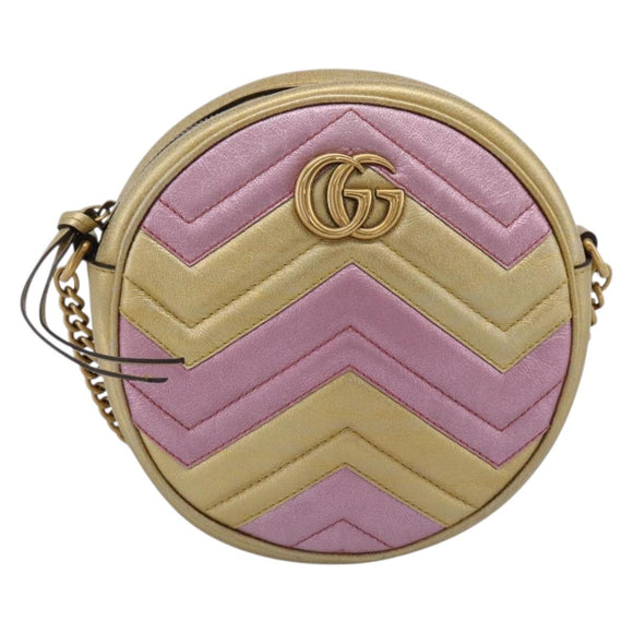 GUCCI Chain Shoulder Bag Leather Gold 550154 Auth am12399V