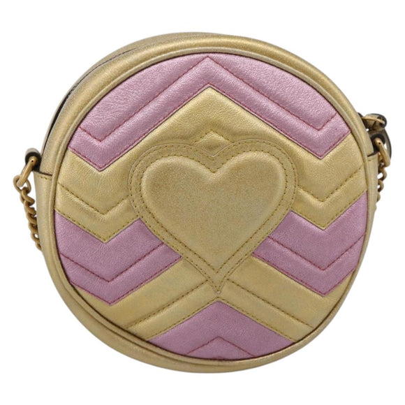 GUCCI Chain Shoulder Bag Leather Gold 550154 Auth am12399V