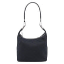 GUCCI GG Canvas Shoulder Bag Black Silver 001 3814 Auth am12400V-2