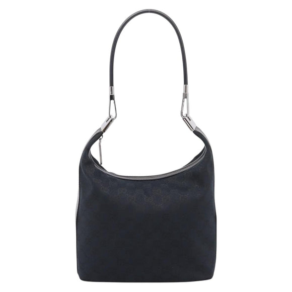 GUCCI GG Canvas Shoulder Bag Black Silver 001 3814 Auth am12400V