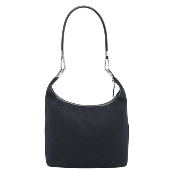 GUCCI GG Canvas Shoulder Bag Black Silver 001 3814 Auth am12400V