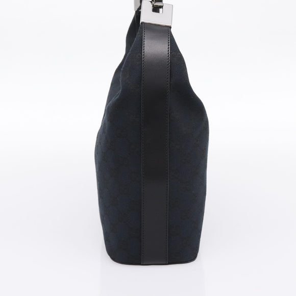 GUCCI GG Canvas Shoulder Bag Black Silver 001 3814 Auth am12400V