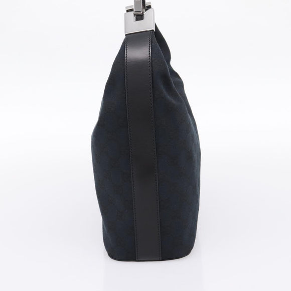 GUCCI GG Canvas Shoulder Bag Black Silver 001 3814 Auth am12400V