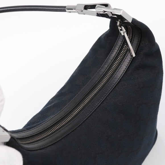 GUCCI GG Canvas Shoulder Bag Black Silver 001 3814 Auth am12400V