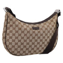 GUCCI GG Canvas Shoulder Bag Beige Silver 122790 Auth am12405V-1