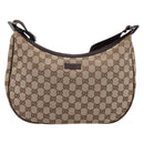 GUCCI GG Canvas Shoulder Bag Beige Silver 122790 Auth am12405V-2
