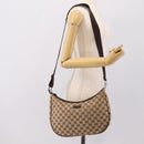 GUCCI GG Canvas Shoulder Bag Beige Silver 122790 Auth am12405V-22