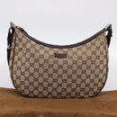 GUCCI GG Canvas Shoulder Bag Beige Silver 122790 Auth am12405V-23