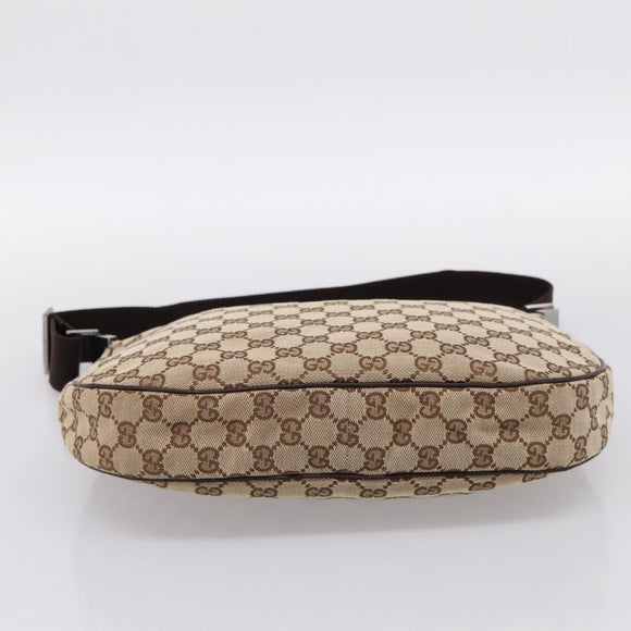 GUCCI GG Canvas Shoulder Bag Beige Silver 122790 Auth am12405V