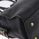 SAINT LAURENT Cabas Hand Bag Leather 2way Black Gold Auth am12406V-14