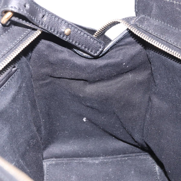 SAINT LAURENT Cabas Hand Bag Leather 2way Black Gold Auth am12406V