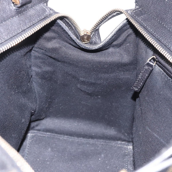 SAINT LAURENT Cabas Hand Bag Leather 2way Black Gold Auth am12406V