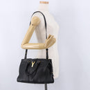 SAINT LAURENT Cabas Hand Bag Leather 2way Black Gold Auth am12406V-25