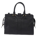 SAINT LAURENT Cabas Hand Bag Leather 2way Black Gold Auth am12406V-3