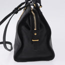 SAINT LAURENT Cabas Hand Bag Leather 2way Black Gold Auth am12406V-4