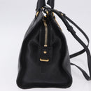 SAINT LAURENT Cabas Hand Bag Leather 2way Black Gold Auth am12406V-5