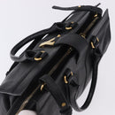 SAINT LAURENT Cabas Hand Bag Leather 2way Black Gold Auth am12406V-6