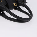 SAINT LAURENT Cabas Hand Bag Leather 2way Black Gold Auth am12406V-7