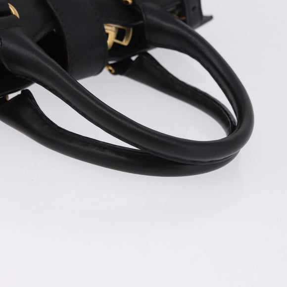 SAINT LAURENT Cabas Hand Bag Leather 2way Black Gold Auth am12406V