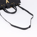 SAINT LAURENT Cabas Hand Bag Leather 2way Black Gold Auth am12406V-9