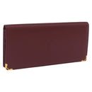 CARTIER Must Line Bifold Wallet Leather Bordeaux Gold Auth am12408V-1