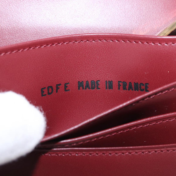 CARTIER Must Line Bifold Wallet Leather Bordeaux Gold Auth am12408V