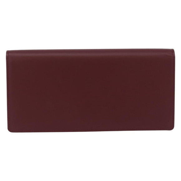 CARTIER Must Line Bifold Wallet Leather Bordeaux Gold Auth am12408V