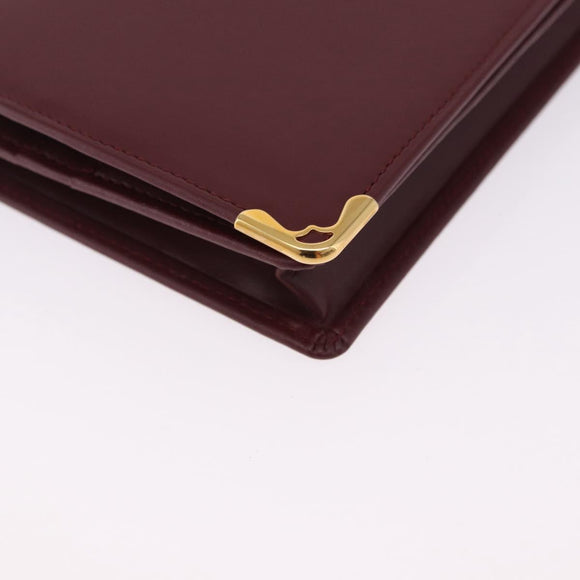 CARTIER Must Line Bifold Wallet Leather Bordeaux Gold Auth am12408V