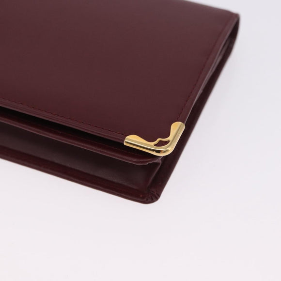 CARTIER Must Line Bifold Wallet Leather Bordeaux Gold Auth am12408V