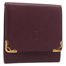 CARTIER Must Line Coin Purse Leather Bordeaux Gold Auth am12409V-1