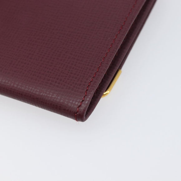 CARTIER Must Line Coin Purse Leather Bordeaux Gold Auth am12409V
