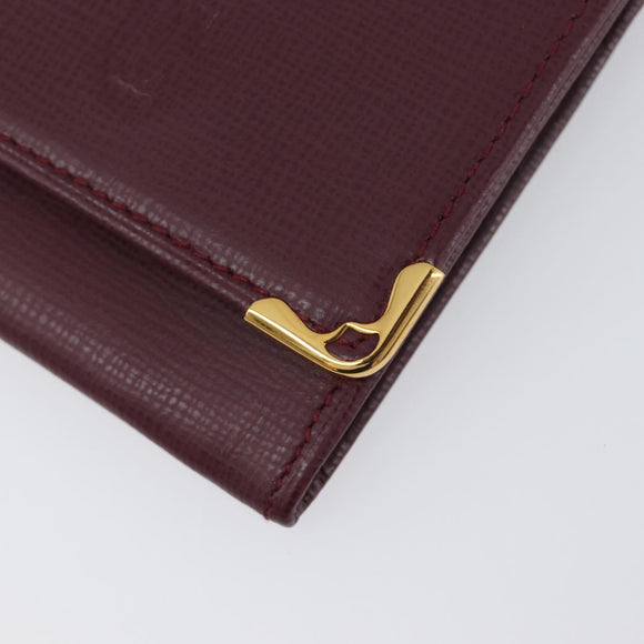 CARTIER Must Line Coin Purse Leather Bordeaux Gold Auth am12409V