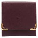 CARTIER Must Line Coin Purse Leather Bordeaux Gold Auth am12409V-2
