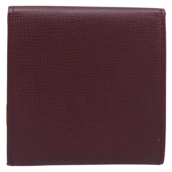 CARTIER Must Line Coin Purse Leather Bordeaux Gold Auth am12409V