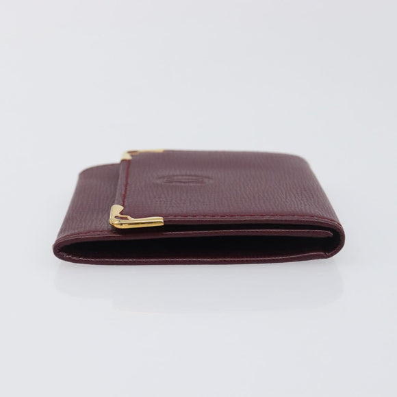 CARTIER Must Line Coin Purse Leather Bordeaux Gold Auth am12409V